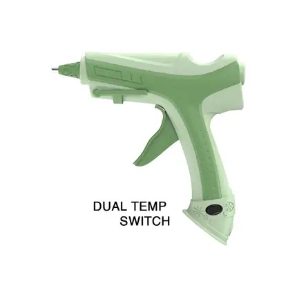 Hot glue gun with a dual temp switch for high and cool melt temperature
